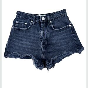 ZARA Black High Rise Denim Jean Shorts 2
